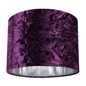 Modern Purple Crushed Velvet 10 Table/Pendant Lampshade with Shiny Silver Inner