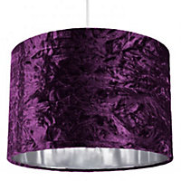 Modern Purple Crushed Velvet 12" Table/Pendant Lampshade with Shiny Silver Inner