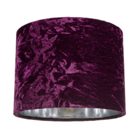 Modern Purple Crushed Velvet 8 Table/Pendant Lampshade with Shiny Silver Inner