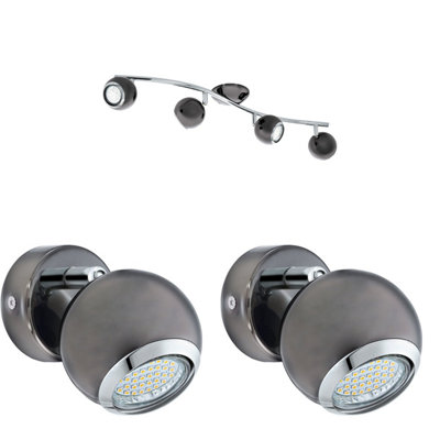 Modern Quad Ceiling Spot Light with Adjustable Wall Lights in Black Nickel Finish
