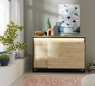 Modern Quant 04 Chest of Drawers with 6 Drawers and LED Lighting H)910mm (W)1300mm (D)410mm - Efficient Clothing Storage