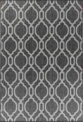 Modern Quatrefoil Design Outdoor-Indoor Rugs Dark Grey 50x80 cm