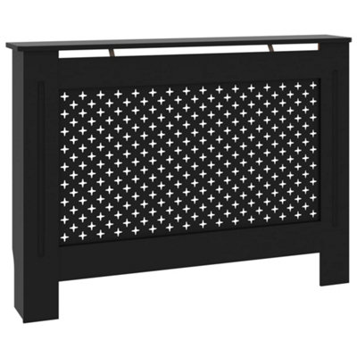 Modern Radiator Cover Black 112x19x81 cm MDF