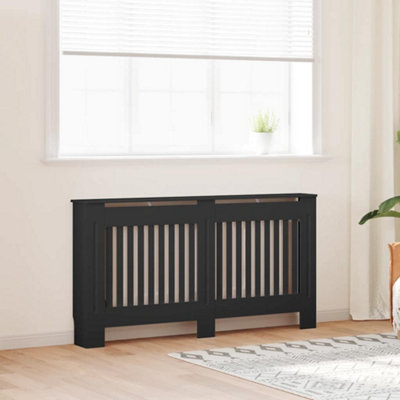 Modern Radiator Cover Black 152x19x81 cm MDF