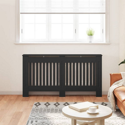 Modern Radiator Cover Black 152x19x81 cm MDF
