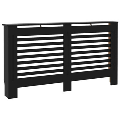 Modern Radiator Cover Black 152x19x81 cm MDF
