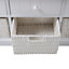 Modern Rattan Shoe Storage Bench with Drawers and Baskets