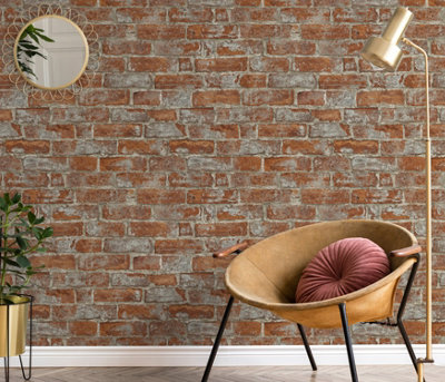 Modern Realistic Red House Brick Paste the Wall Wallpaper