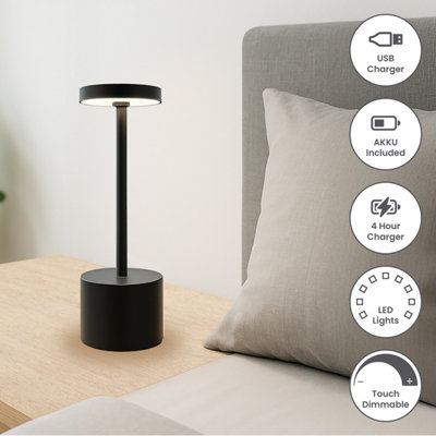 Modern Rechargeable LED Desk Table Lamp Cordless Battery Operated Touch ...