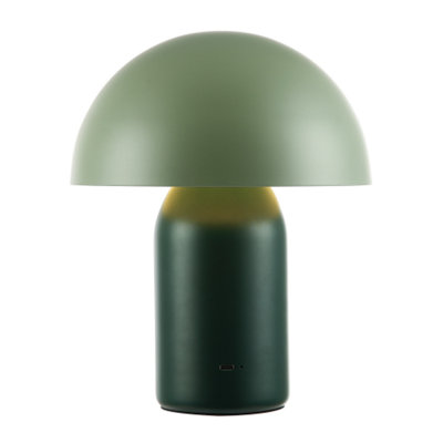 Modern Rechargeable Mushroom Table Lamp in Forest and Olive Green - Touch Dimmer