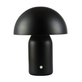 Modern Rechargeable Mushroom Table Lamp in Mat Black with Touch Dimmer Button