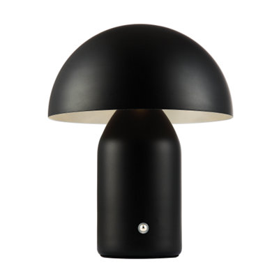 Modern Rechargeable Mushroom Table Lamp in Mat Black with