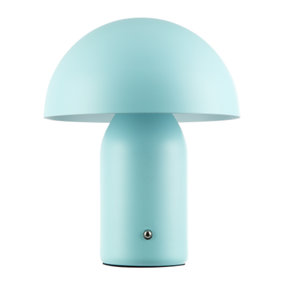 Modern Rechargeable Mushroom Table Lamp in Mat Duck Egg with Touch Dimmer Button