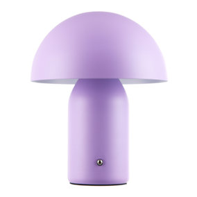 Modern Rechargeable Mushroom Table Lamp in Mat Lilac with Touch Dimmer Button