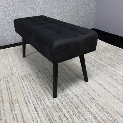 Modern Rectangle Dining Table Set With 4 Grey Velvet Chairs And 1 Black ...