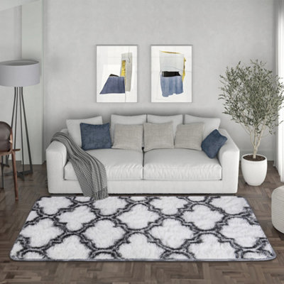 Modern Rectangle Geometric Indoor Shag Area Rugs Plush Fluffy Carpets 100x180 cm