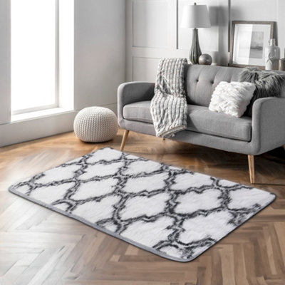 Modern Rectangle Geometric Indoor Shag Area Rugs Plush Fluffy Carpets 100x180 cm
