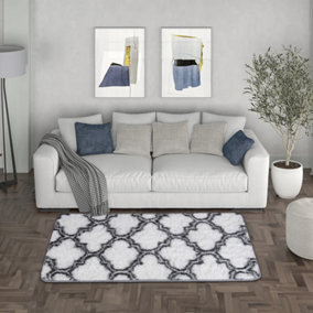 Modern Rectangle Geometric Indoor Shag Area Rugs Plush Fluffy Carpets 60x120 cm