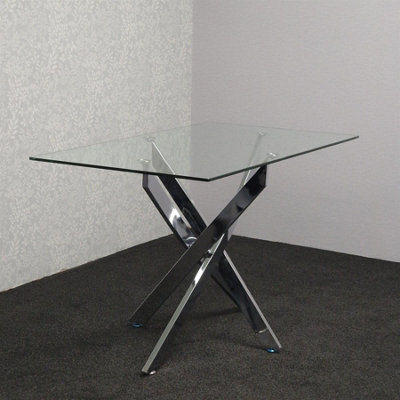 Modern Rectangle Glass Dining Table Set With 4 Cream Gem Pattern Chairs ...