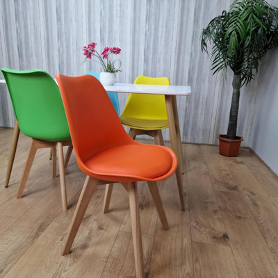 Modern Rectangle White Dining Table Set With 4 Mix Plastic Chairs ...