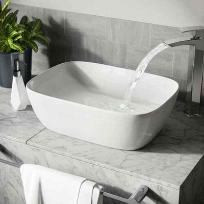 Modern Rectangular Curved Countertop Bathroom Basin