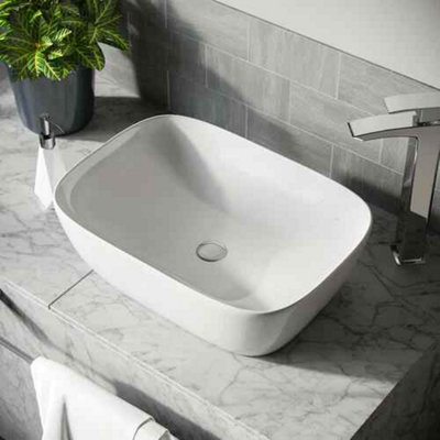 Modern Rectangular Curved Countertop Bathroom Basin
