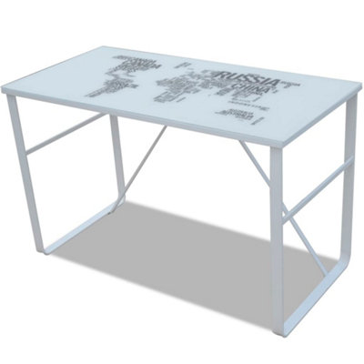 Modern Rectangular Desk with Map Pattern