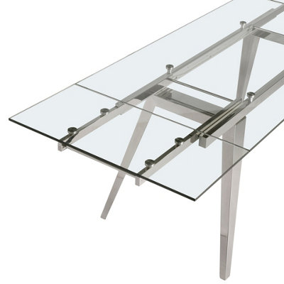 Modern Rectangular Extending Dining Table in Tempered Glass and Chrome ...