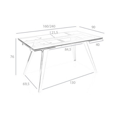 Modern Rectangular Extending Dining Table in Tempered Glass and Chrome ...