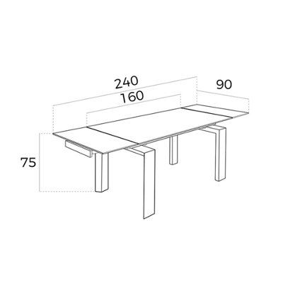 Modern Rectangular Extending Dining Table with Tempered Glass and ...