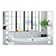 Modern Rectangular Lighted Bathroom Mirror Wall Mirror with Clock and Shaver Socket 800 x 600 mm