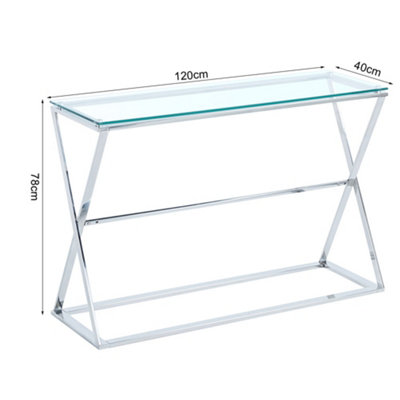 Modern Rectangular Side End Bedside Table with Metal Base 120cm W x 40cm D x 78cm H