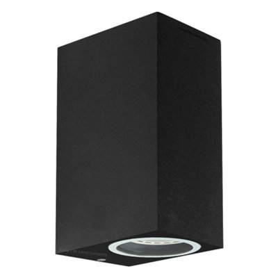 Modern Rectangular Up Down Matt Black Outdoor Wall Light Fixture GU10 ...