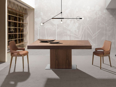 Modern Rectangular Walnut Extending Dining Table for Elegant Dining Rooms