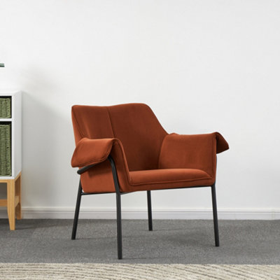 Modern Relaxation Velvet Armchair -Rusty Red Velvet Lounge Chair