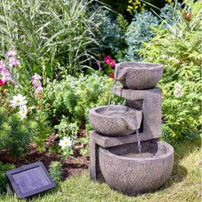 Modern Rock Water Fall Feature - Solar Powered Resin Recycling Water Fountain