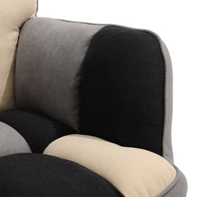 Modern Rocking Chair Tufted Linen Upholstered Chair for Living Room Bedroom Office