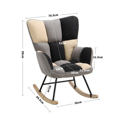 Modern Rocking Chair Tufted Linen Upholstered Chair for Living Room Bedroom Office