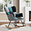 Modern Rocking Chair Tufted Linen Upholstered Glider Rocker Padded Seat Accent Chair for Living Room Offices Bedroom