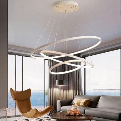 Modern Round 3 Tier Adjustable Linear LED Ceiling Hanging Pendant Light 60cm Dimmable