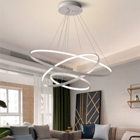 Modern Round 3 Tier Adjustable Linear LED Ceiling Hanging Pendant Light 80CM Cool White