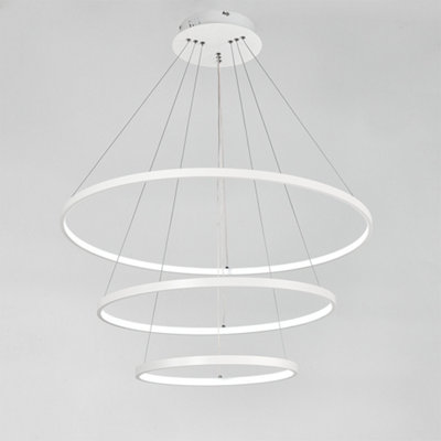 Modern Round 3 Tier Adjustable Linear LED Ceiling Hanging Pendant Light 80CM Cool White
