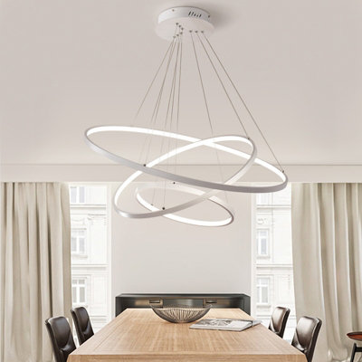 Modern Round 3 Tier Adjustable Linear LED Ceiling Hanging Pendant Light 80cm Dimmable