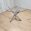 Modern Round Chrome Metal and Clear Glass Kitchen Dining Table Only