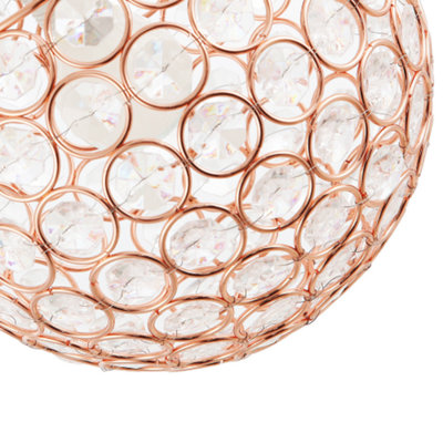 Modern Round Copper Globe Easy Fit Pendant Shade with Small Clear Acrylic Beads