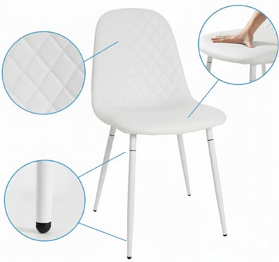 Modern Round Dining Table With 4 Cream Faux Leather Chairs Kitchen ...