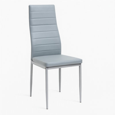 Modern Round Dining Table With 4 Grey Faux Leather Chairs Kitchen ...
