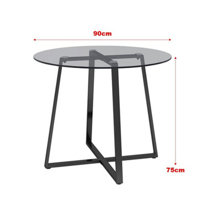 Modern Round Dining Table with Glass Top Dia 900 mm