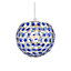 Modern Round Globe Easy Fit Pendant Shade with Small Blue Acrylic Bead Jewels