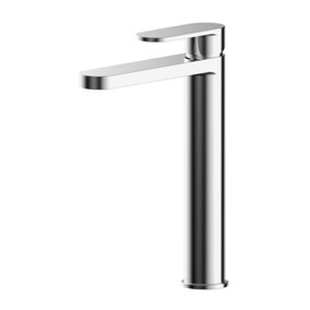 Modern Round High-Rise Mono Basin Mixer Tap - Chrome